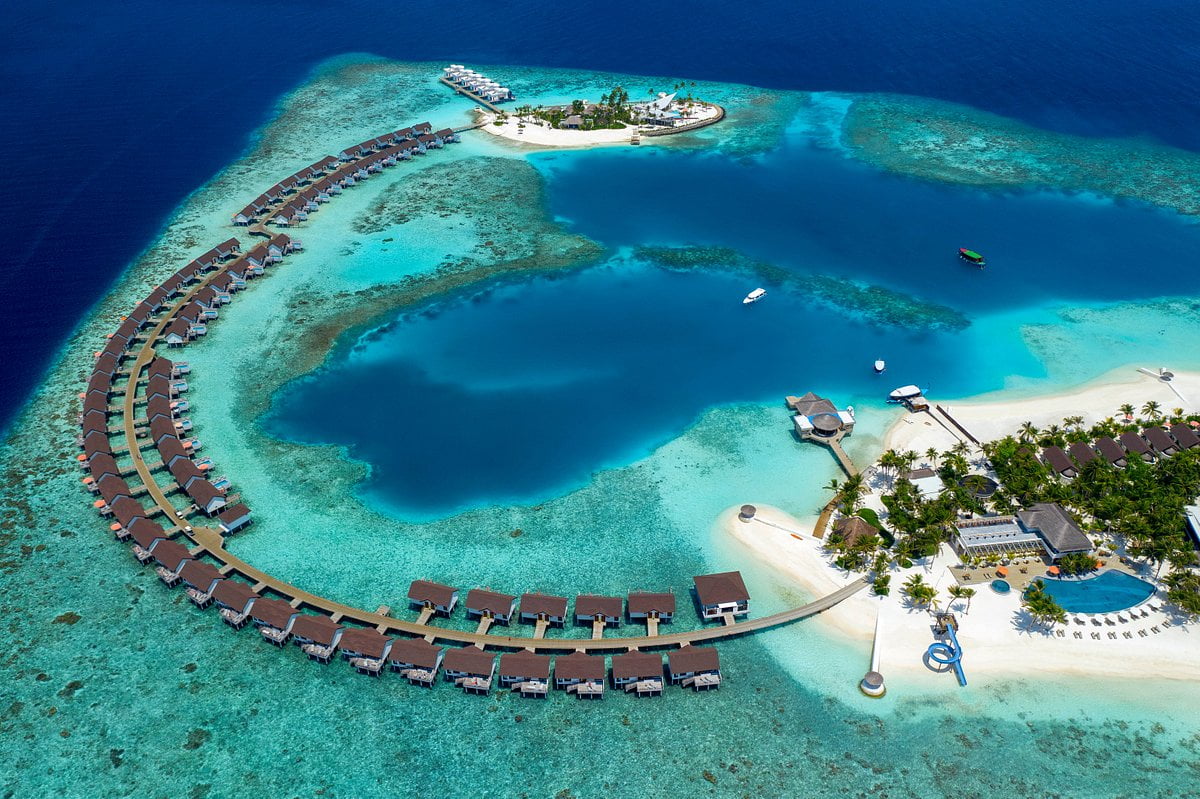 Oblu Select Sangeli - aerial-of-water-villa-jetty