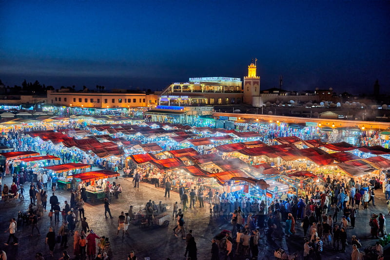 Aerial view of Marrakechs Djemaa el Fna square